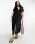 ASOS DESIGN Curve ultimate midi tea dress with collar in black