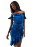 Фото #3 товара Jaded Rose bardot dress with frill detail in blue
