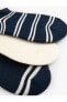 Görünmez Çorap Seti 3'lü Çok Renkli Şerit Detaylı