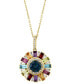 ფოტო #4 პროდუქტის EFFY® Multi-Gemstone (2-7/8 ct. t.w.) & Diamond (1/4 ct. t.w.) Circle 18" Pendant Necklace in 14k Gold
