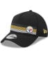 Фото #1 товара Men's Black Pittsburgh Steelers Flawless Stripe 39THIRTY Flex Hat