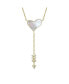 ფოტო #1 პროდუქტის 14k Gold Plated Sterling Silver with Cubic Zirconia & Mother of Pearl Cupid's Arrow Heart Y-Necklace
