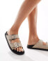 Фото #1 товара Truffle Collection double strap studded footbed sandals in taupe