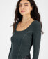 Фото #3 товара Women's Ribbed Square-Neck Long-Sleeve Sweater, Created for Macy's