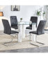 Modern Dining Table and Faux Marble Chairs Set with Ergonomic Backrests