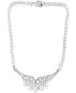 Фото #1 товара Arabella cultured Freshwater Pearl (6-8-1/2mm) & Cubic Zirconia 17" Statement Necklace in Sterling Silver