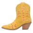 Dingo Sugar Bug Floral Embroidery Round Toe Cowboy Booties Womens Yellow Casual