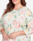 Фото #5 товара Plus Size English Garden Watercolor Floral Lace Neck Top