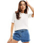 Фото #1 товара Vila textured cotton knit top in white