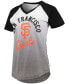 Фото #4 товара Women's Black, White San Francisco Giants Shortstop Ombre Raglan V-Neck T-shirt