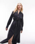 Фото #2 товара Topshop contrast stitch midi shirt dress with zip front in washed black