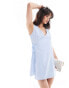 SNDYS linen blend tie side wrap mini dress in light blue Синий, S - EU 36 - фото #1