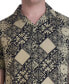 Men's Slim-Fit Geometric Tile-Print Button-Down Camp Shirt