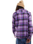 Obey ray plaid heavyweight shirt in purple