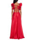 Фото #2 товара Juniors' V-Neck Ruffled Lace-Up Gown