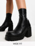 ASOS DESIGN Wide Fit Retreat mid-heeled sock boots in black
