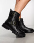 River Island – Wanderstiefel in Schwarz mit Schnalle