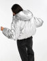 Фото #6 товара Bershka oversized puffer jacket in metallic silver