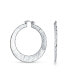 ფოტო #1 პროდუქტის Boho Style Fashion Textured Hammered Flat Large Hoop Earrings For Women For Silver Plated Brass 2 Inch