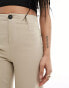 Фото #10 товара Bershka Petite wide leg slouchy dad tailored trousers in camel