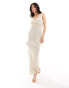 Y.A.S satin cami maxi dress with lace detail in champagne