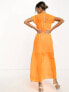 ASOS DESIGN pleated raw edge maxi dress in neon orange