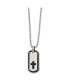 Chisel polished Black IP-plated Cross Dog Tag on a Ball Chain Necklace