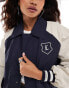 Фото #3 товара Lioness collegiate collar detail bomber jacket with contrast sleeves in navy