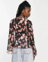 Фото #2 товара ASOS DESIGN volume sleeve sheer blouse with corset bust in butterfly print