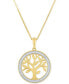 ფოტო #1 პროდუქტის Diamond Tree 18" Pendant Necklace (1/10 ct. t.w.) in 14k Gold-Plated Sterling Silver