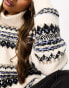 In The Style exclusive fluffy roll neck jumper in cream fairisle