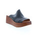 Miz Mooz Gianna P65003 Womens Black Leather Slip On Wedges Sandals Shoes