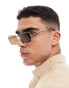 Фото #3 товара ASOS DESIGN metal rectangle sunglasses with brown lens in gold