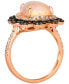 ფოტო #2 პროდუქტის Neopolitan Opal (5-1/5 ct. t.w.) & Diamond (3/4 ct. t.w.) Pear Halo Ring in 14k Rose Gold
