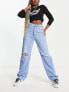 Фото #1 товара Only Celeste high waisted loose fit distressed jeans in light blue