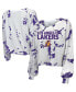 Фото #1 товара Women's Threads White Los Angeles Lakers Aquarius Tie-Dye Cropped V-Neck Long Sleeve T-shirt
