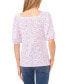 Фото #1 товара Women's Floral Print Square Neck Puff-Sleeve Knit Top