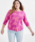 Style & Co Plus Size Printed Cotton Square-Neck Top, Created for Palm Fuchsia, 3X - фото #1