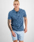 Фото #1 товара Men's Floral Slub Short Sleeve Polo Shirt, Created for Macy's