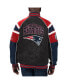 ფოტო #2 პროდუქტის Men's Black New England Patriots Faux Suede Raglan Full-Zip Varsity Jacket