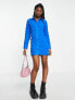 Фото #1 товара Daisy Street bubble fitted shirt dress in cobalt