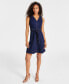 ფოტო #1 პროდუქტის Women's V-Neck Sleeveless Tie-Waist Denim Dress