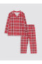 Polo Yaka Uzun Kollu Ekose Desenli Bebek Pijama Takımı