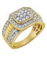 Hexonic Natural Certified Diamond 1.50 cttw Round Cut 14k Yellow Gold Statement Ring for Men