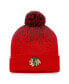 ფოტო #2 პროდუქტის Men's Red Chicago Blackhawks Iconic Gradient Cuffed Knit Hat with Pom