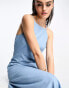 Фото #4 товара Selected Femme halterneck denim maxi dress in blue