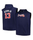 Фото #1 товара Men's Ronald Acuna Jr. Navy Atlanta Braves Name and Number Muscle Big and Tall Tank Hoodie