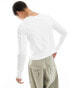 Reclaimed Vintage long sleeve seamed top in white