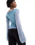 Фото #4 товара COLLUSION slash neck space dye jumper in blue & lilac