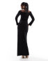 Фото #4 товара ASOS DESIGN bardot maxi dress with cut out and trim detail in black